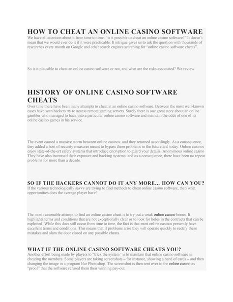 online casino cheat software